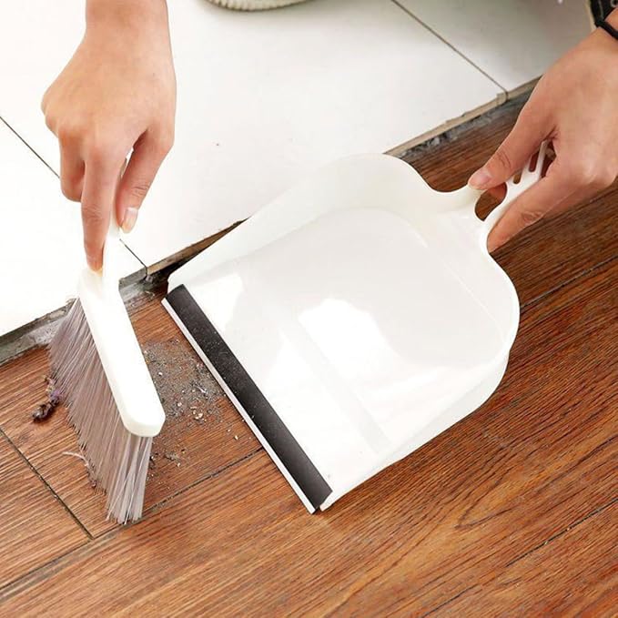 Uonlytech Mini Desktop Cleaning Set Small Broom and Dustpan Brush Set Portable White Handheld Cleaning Accessory for Home Office Keyboard Dust Removal