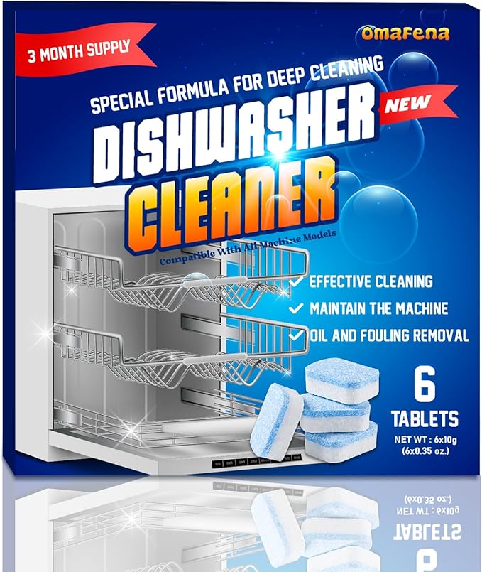 Dishwasher Cleaner and Deodorizer Tablet - 6 Tablets Deep Cleaning Descaler for Dishwasher Machine - Remove Limescale