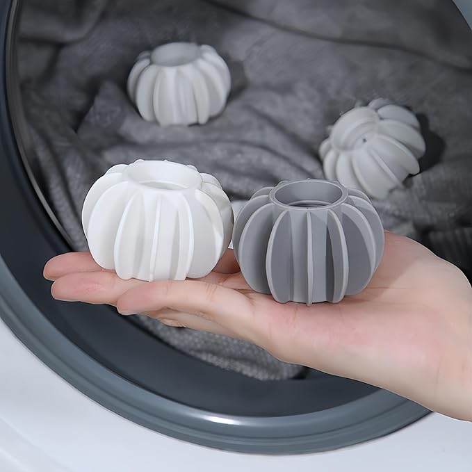 Laundry Balls Tangle Free for Washing Machines,Reusable Laundry Balls, Silicone Steamer Dryer Balls Washer Balls Laundry Balls (8pcs：4 White+4 Gray)