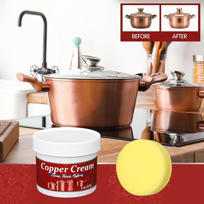 4 Pack Silver and Copper Cream Cleaner and Polish Cream 8 Ounce Each Metal Polish for Silver Copper Brass Jewelry Chrome Sink Silverware Cleaner Brass Tarnish Remover