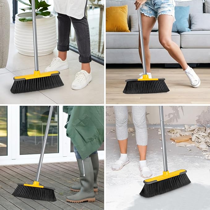 Indoor Brooms 54''Long Handle Soft Bristle Broom,Indoor Outdoor Brooms for Floor Cleaning House Broom for Kitchen Lobby Patio Yard