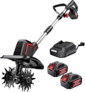 Upgraded Cordless Electric Tiller for Gardening, Total 8.0Ah Battery Powered Mini Cultivator with 2×4.0AH Batteries, 9" Width, 6.6" Depth, 48 Steel Tines Rototiller for Soil Cultivation