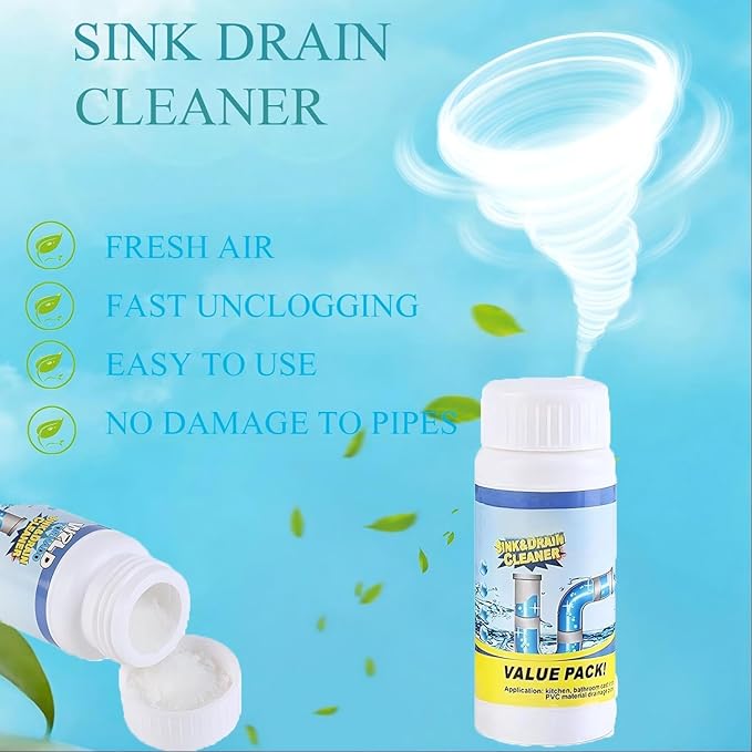 2pc Wild Tornado Pipe Dredge,Powerful Sink Cleaner ，Sink and Drain Cleaner Powder-The Pipe Dredge Quick Unclog For Kitchen Toilet