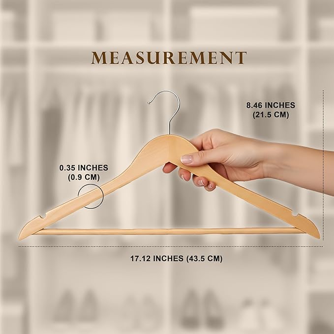 Utopia Home Premium Wooden Hangers 80 Pack - Durable & Slim Coat Hanger - Suit Hangers with 360-Degree Rotatable Hook - Wood Hangers with Shoulder Grooves (Natural Color)
