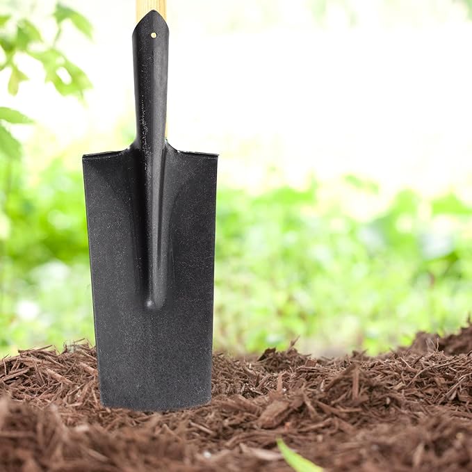 Metal Gardening Spade and Handle Shovel for Digging, Narrow Tip Manganese Steel Tree Planting Tool, Thickened Sturdy Garden Hand Shovel for Lawn and Outdoor Use