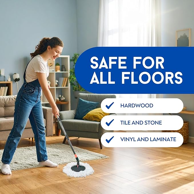 Easy Spin Microfiber Spin Mop and Bucket Set with Handle – Cleaning Tools for Home and Kitchen, Splash-Free Design, 360° Rotating Head, Ideal Cleaning Supplies for All Floor Types