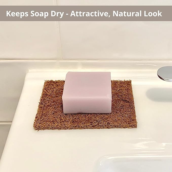 Marasol Soap Saver and Scrub Pad (2) | Coconut Fiber - Compostable | Plastic Free - Zero Waste | Bar Soap Holder | Tough Non-Scratch Scour Pad | Vegetable Brush | 2-Pack