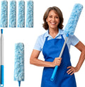 100 Inch Extended Handle Duster Heavy Duty Dusting 360° Duster Refills Kit, Microfibers Multi-Surface Dusters. Efficient Duster Kit for Cleaning Pet Hair, Home, Office, Blinds, Furniture (Blue)