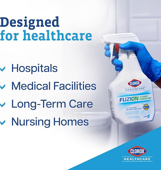 Clorox Healthcare Fuzion Cleaner Disinfectant Spray, 32 Fluid Ounces, Pack of 9 (Package May Vary)