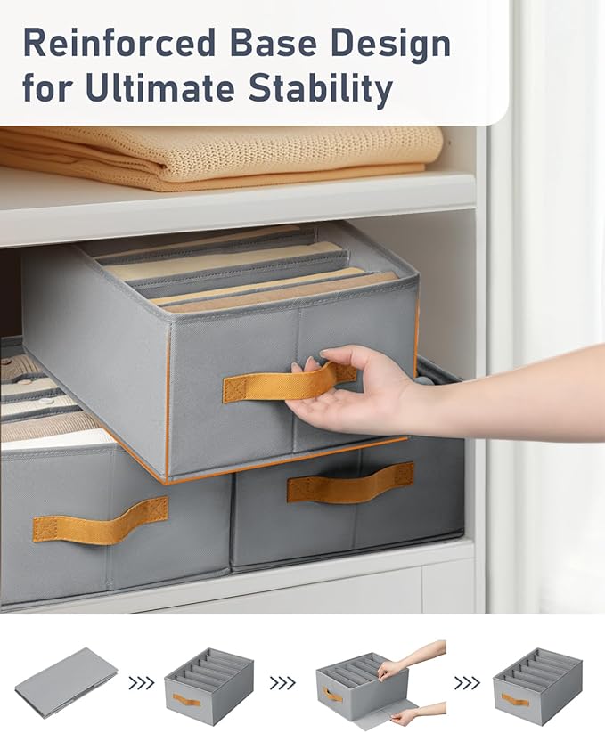 DIMJ Wardrobe Clothes Organizer - Foldable Drawer Organizers for Clothing, Fabric Clothes Organizer, Closet Organizers and Storage Boxes for Jeans, TShirt, Sweaters, Pants, Underwear, Legging