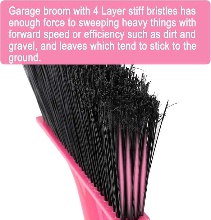 KeFanta Heavy Duty Broom, Outdoor Broom with 54.7" Long Handle, Commercial Brooms for Sweeping Outdoor Concrete Courtyard Garage Patio Indoor Home Floor Kitchen Office Lobby