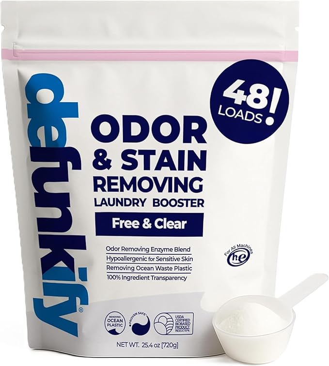 Enzyme Laundry Booster Additive, Unscented. 48 Load Laundry Sanitizer Detergent, Color Safe Fabric Active Enzyme Washing Soda Detergent Cleaner. Powdered Stain Treater & Odor Remover Booster Treatment
