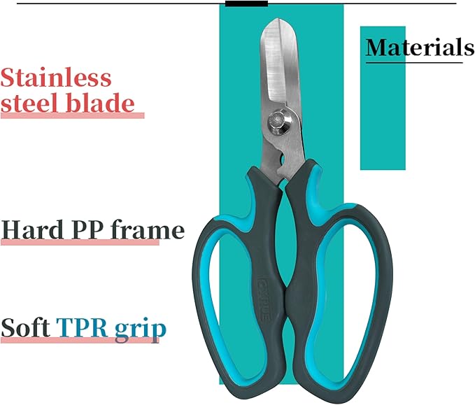 CYRUS Flower Scissors Floral Shears for Cutting Flowers,Garden Shears with Integrated Stab Remover,Florist Cutters Rose Snips,Blue