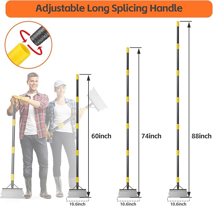 Floor Scraper Long Handle - Ice Snow Removal Tool,Multifunctional Garden Cleaning Flat Shovel,Heavy Duty Weed Scraper Metal Sharp Blade for Lawn Edging,Sidewalk Weeding,Driveway Steps Snow Shovel 60"