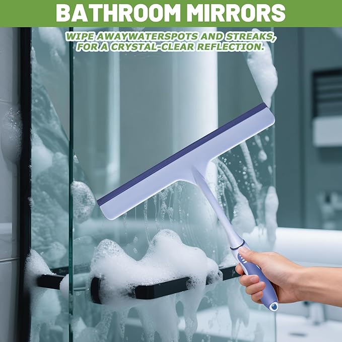ENGZWHUAN Hanging Rubber Squeegee with Hook, mini Squeegee Shower Squeegee for Shower Glass Multipurpose Shower Squeegee for Glass Doors (Premium Version)