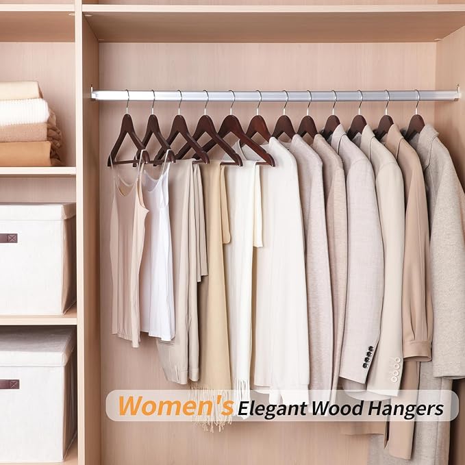 Amazon Basics Wood Suit Clothes Hangers for Closet Organizer, Cherry, 30-Pack