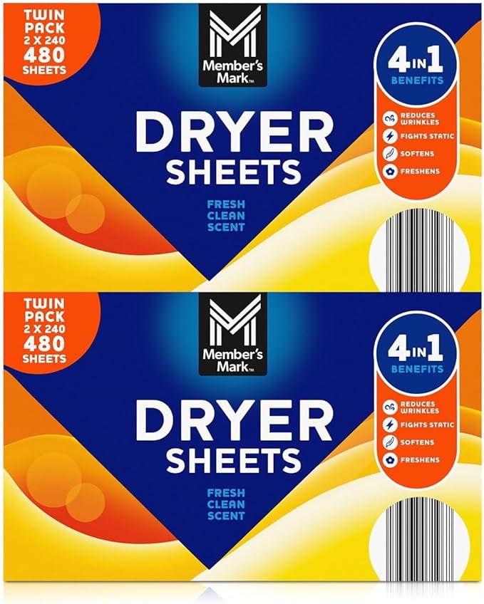 Member's Mark Fabric Softener Sheets (480 Count) (6 Pack)