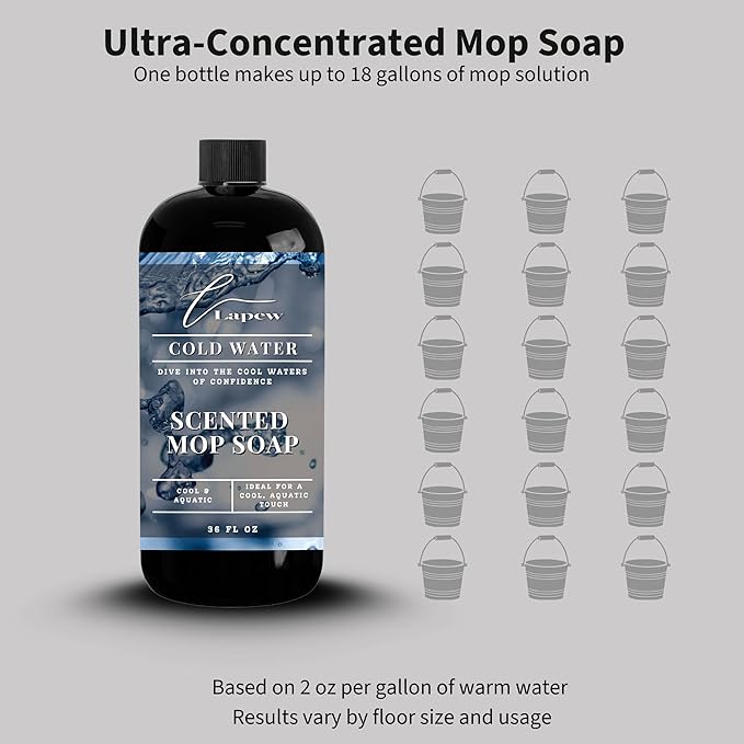 Lapew Cold Water Scented Mop Soap - Luxury Floor Cleaner Concentrate for Mopping Tile, Laminate, Vinyl & Hardwood | Streak-Free, Low-Foam | 36 oz