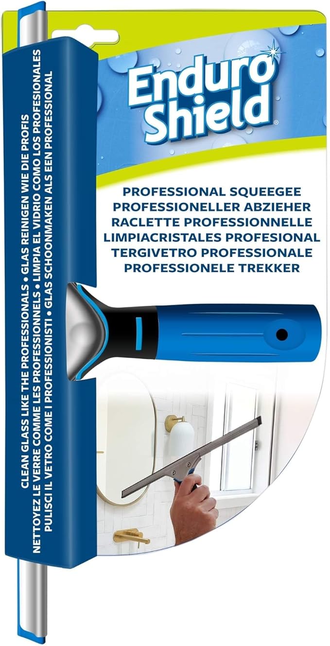 Professional Squeegee - Premium Quality Silicone Rubber Blades with Ergonomic Handle for Streak-Free Cleaning - Perfect for Windows, Shower Doors, and Railings
