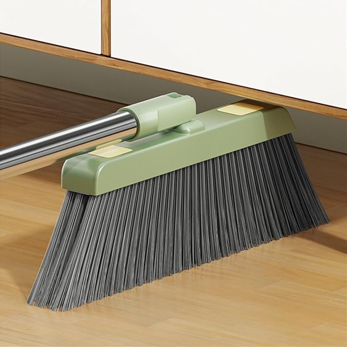 Broom and Dustpan Set, Broom with Dustpan Combo Set Hand Brooms for Home & Kitchen with Elongated Tooth Comb, Long Handle Upright Stand Up Outdoor Brooms, Household Cleaning Supplies Home Essentials