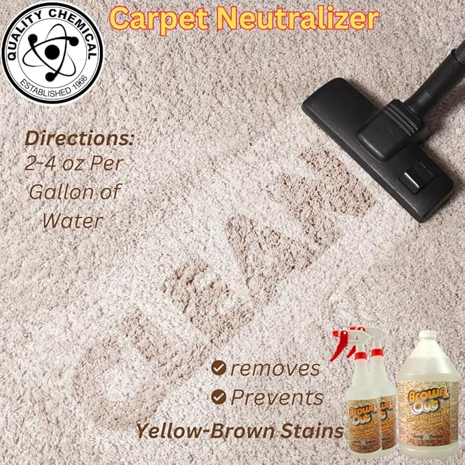 Quality Chemical Brown Out Carpet Stain Remover/Carpet Cleaner Solution for Machine/Carpet Cleaning Solution/Carpet Clean/Rug Cleaner Solution/Carpet Shampoo Cleaner/Rug Shampoo - 128 oz (Combo)