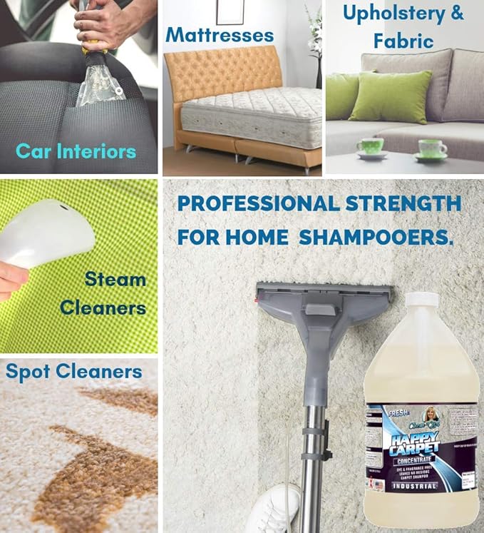 Chem-Girl Deep-Clean Carpet Shampoo Concentrate | Brightens + Freshens + Removes Stains & Odors | For Carpet Shampooers, Pet Stain Removers, Steamers & Extraction Machines - 1 Gallon