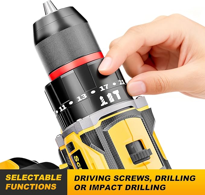 20V Cordless Brushless Drill Driver (3/8") - 24-Piece Compact Kit, 70Nm High Torque, 2.0Ah Li-Ion Battery for Home DIY & Apartment Repairs, Furniture Assembly