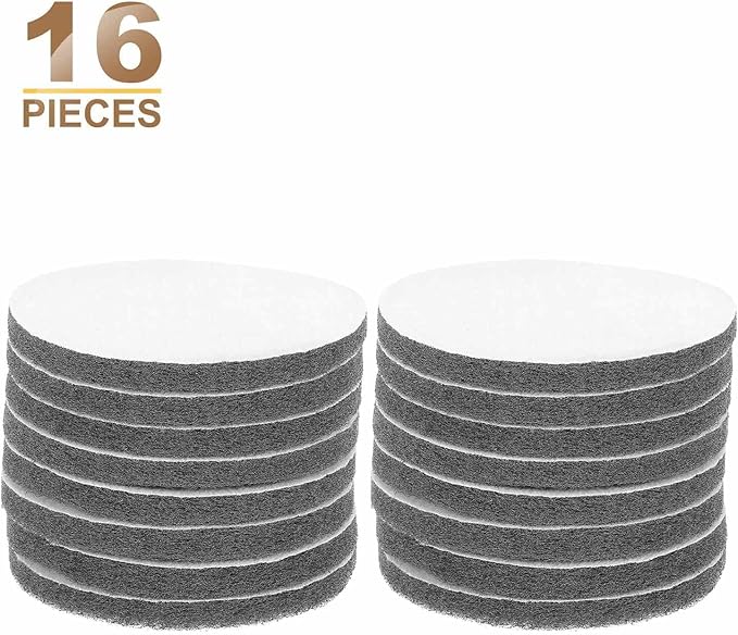 HARFINGTON 16pcs Scrubber Scouring Pads 1200 Grits 5 Inch Drill Power Brush Hoop and Loop Surface Conditioning Disc Drill Scuffing Disc Scrub Pads for Home Kitchen Cleaning, Light Gray