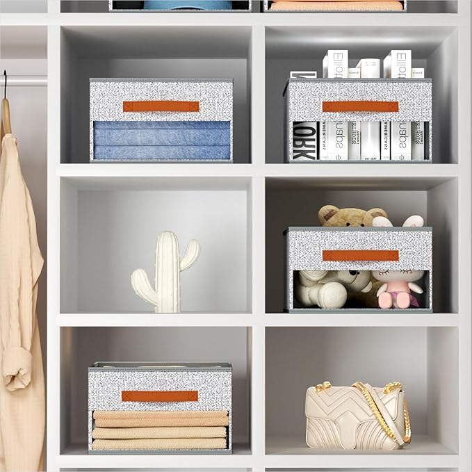 Homsorout Drawer Organizers and Storage - 8 Pack Foldable Pants Organizer with Clear Window & Handles, Fabric Closet Organizer for Clothes, Jeans, Sweaters, Towels, T-shirt, Scarf (Ant Light Gray)