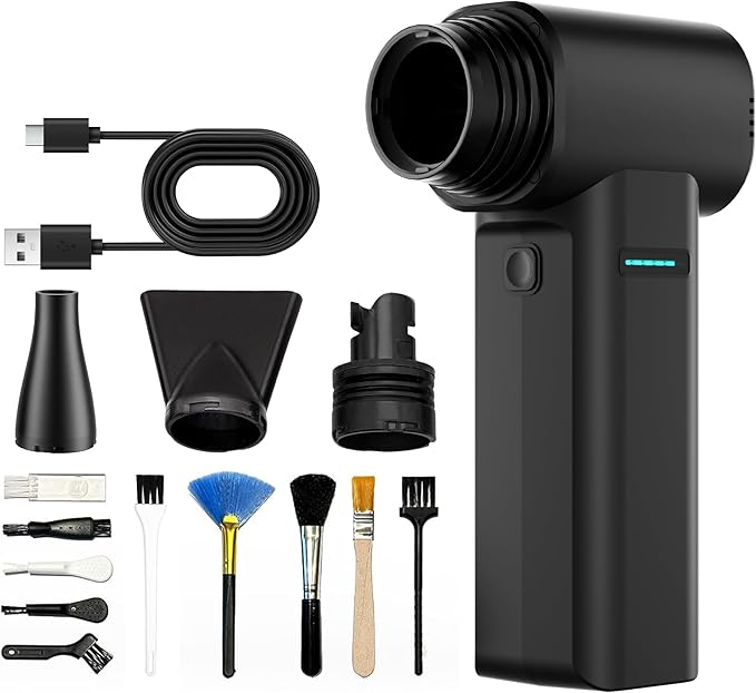 Electric Air Duster, 800000RPM max 1.1lbs Wind Force Brushless Motor, Super Power Compressed Air Duster, 3-Gear Dust Blower, Fast Charging, Electric Duster for PC, Car, House, Outdoor