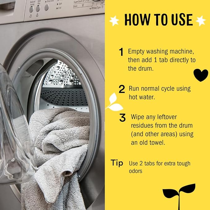 Molly's Suds Washing Machine Cleaner | Removes Odors & Grime from Front & Top Loader Machines, Including HE (Citrus - 6 Tablets)