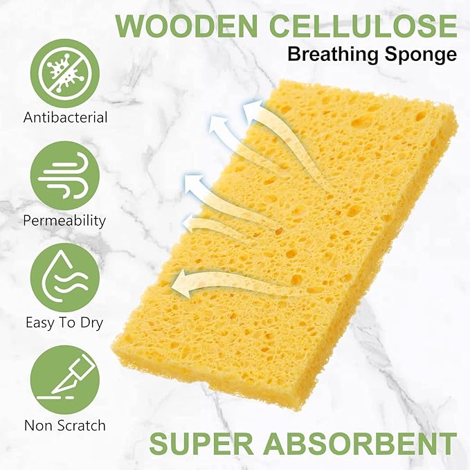 Zhengmy 300 Pieces Sponges Bulk Sponges Kitchen Compressed Sponge Natural Dish Sponge Compressed Wood Pulp Cleaning Without Scratching for Kitchen Bathroom, 3.9 x 2.4 x 0.12 Inch (Multicolor)