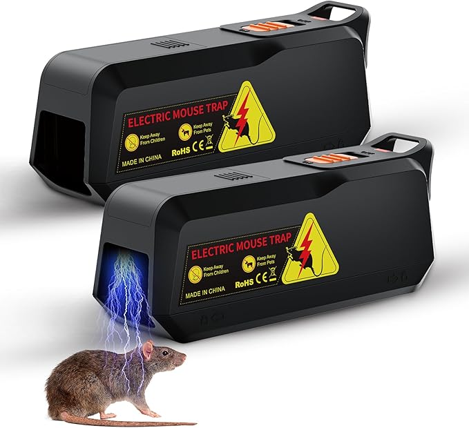 2 Pack of X-PEST Electronic Mouse Trap – Smaller Size Electric Mouse Trap Zapper for Indoor Use, Reusable Rodent Trap, No Touch No See, Effective Mice & Mouse Control