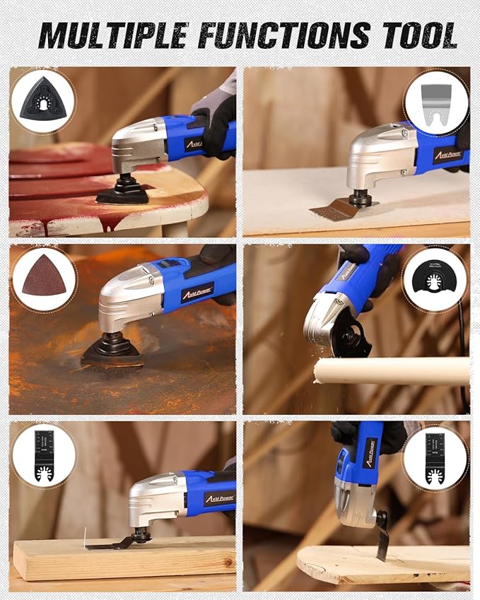 AVID POWER Oscillating Tool, 22000 OPM Electric Oscillating Multi Tool with 3°Oscillation Angle, Cutting, Sanding, Grinding, Scraping, 11 Accessories & Universal Interface-Blue