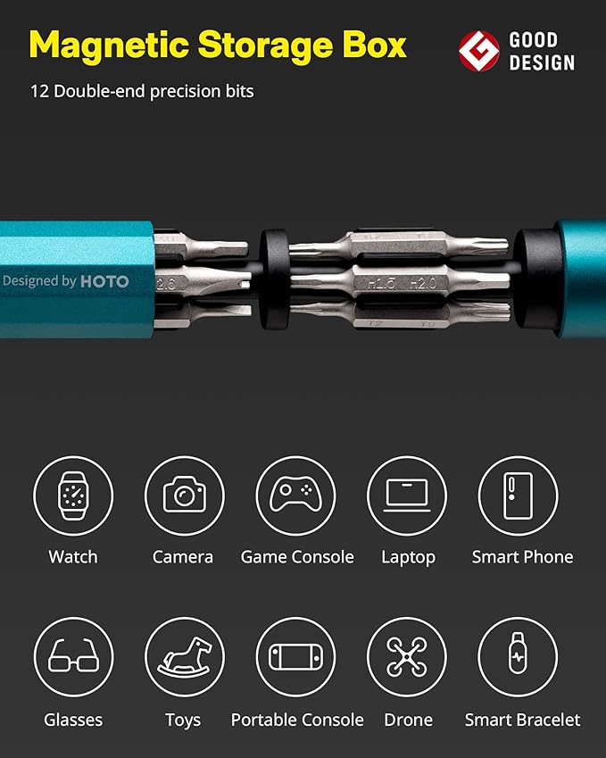 HOTO 24 in 1 Multi Bit Mini Screwdriver Set Magnetic, Manual Precision Screwdriver Set, EDC Pen Screwdriver for Eyeglasses, Electronics, Watches, Phones, Laptops, Cameras, Dark Turquoise