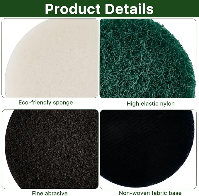 32pcs Electric Cleaning Brush Pad Set, 8 Foam Pads 8 Kitchen Mats 8 Performance Pads 8 Microfibre Pads, Power Scrubber Scour Replacement Pads fit for Dremel Versa Cleaning Brush