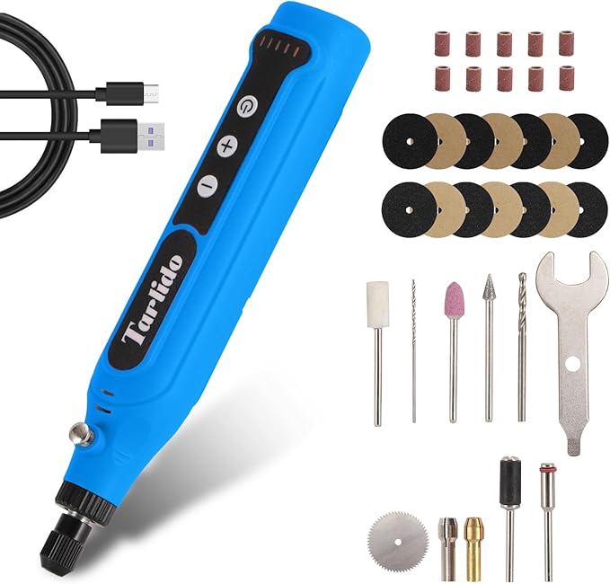 Cordless Rotary Tool, Rotary Tool 4V, 5-Speed, 2.0Ah Capacity and Fast Charging, 31 Pcs Accessories, Lightweight, Ideal for Crafter and DIY Project, Blue