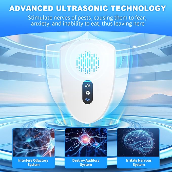 2025 Upgraded Ultrasonic Pest Control Repeller, Mouse Repellent Indoor for Spider Bug Roach Ant Mosquito Rat Mice Insect Deterrent, Mouse Rodent Repellent Ultrasonic Plug in, 3 Mode Switching, 6 Pack