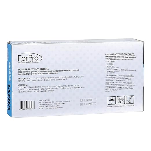 ForPro Disposable Vinyl Gloves, Clear, Industrial Grade, Powder-Free, Latex-Free, Non-Sterile, Food Safe, 2.75 Mil. Palm, 3.9 Mil. Fingers, X-Large, 100-Count