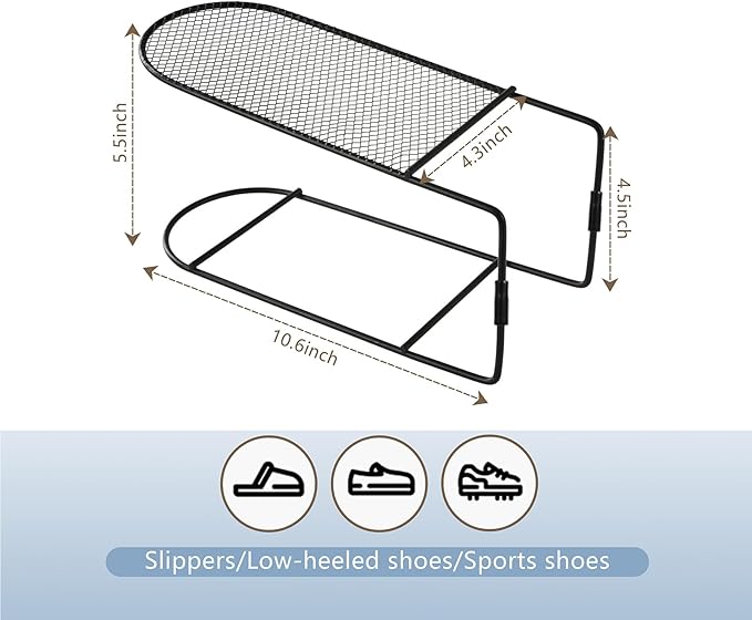 CiBiZi Shoe Slots Organizer 20Pack Metal Shoe Stackers for a Pair of Shoes Double Layer Shoe Holder Shoe Storage Closet Organizers Shoe Space Saver Organizador de Zapatos Black