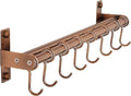 Dseap Pot Rack - Pots and Pans Hanging Rack Rail with 8 Hooks, Double Bars, Pot Hangers for Kitchen, Wall Mounted, Antique Copper