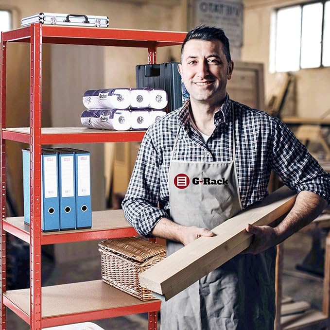 Garage Shelving Units - 71" H x 35" L x 12" W - Heavy Duty Racking - Shelves for Storage -1 Bay - Blue - 5 Tier - 2000LB Capacity (400LB Per Shelf) - Workshop, Shed, Office - 5 Year Warranty