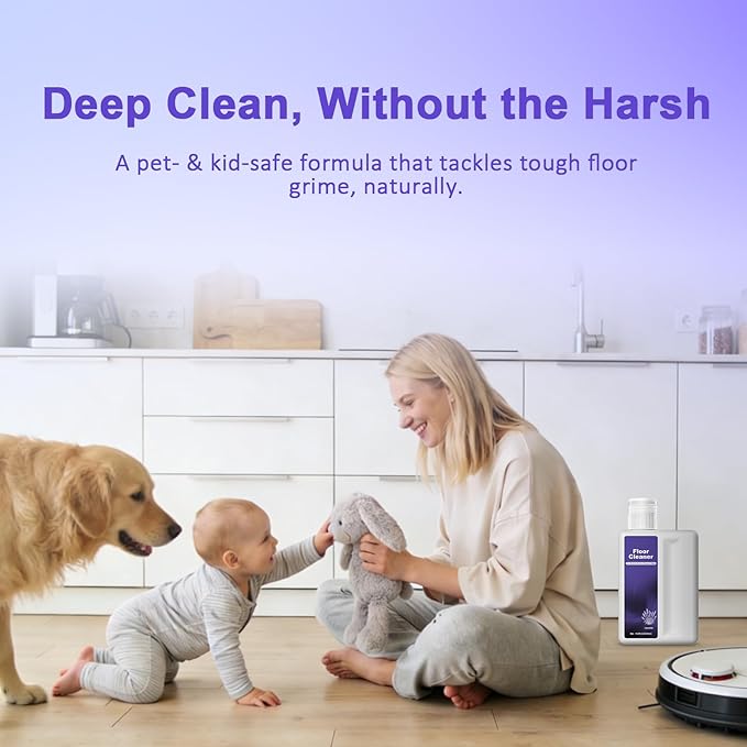 Floor Cleaning Solution Compatible With Dreame Cleaning Solution, Low Foam & No Residue, Floor Cleaner for All Robot Vacuum Cleaners and Wireless Wet Dry Dual-Use Vacuum Cleaners (Lavender, Total 1 L)