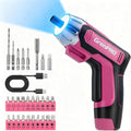 4V Electric Screwdriver Rechargeable 29pcs, Cordless Screwdriver, USB Small Power Screwdriver Set with Bits, Pink, Ideal for Home Repairs