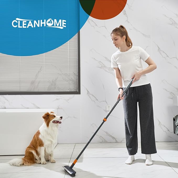Floor Scrub Brush Tile Tub Scrubber Brush with 4 Different Cleaning Heads, Shower Brush with 56” Extendable Long Handle, Scrubbers for Cleaning Kitchen, Bathroom, Tub, Tile, Wall