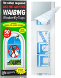 50 Pack Window Fly Traps Sticky Non-Toxic Clear Fly Paper Indoor for Home. No Mess Flies Window Sticky Traps Bug Flies Strips Indoors