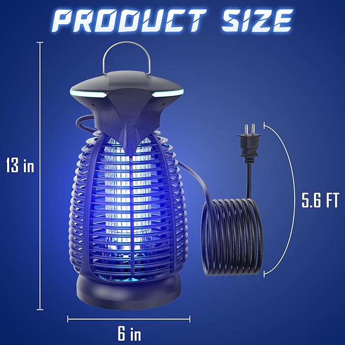 Bug Zapper Outdoor for Mosquito Flies - Electric 4000V Powerful Bug Zappers Indoor Waterproof Insect Killer Trap Lamp with LED Light for Patio Backyard Porch Garage & Home