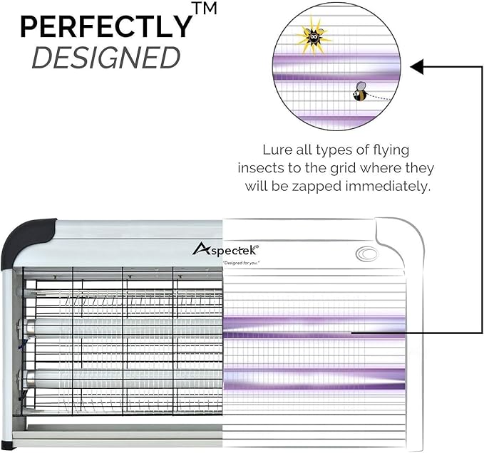 Aspectek 40W Electronic Bug Zapper – Wide Coverage Insect Killer, Mosquito and Fly Trap with Powerful UV Light for Indoor Use
