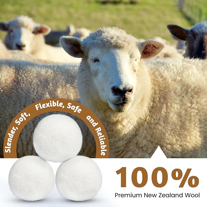 Wool Dryer Balls Handmade 3 Pack XL, Laundry Dryer Lint Balls, Reusable New Zealand Wool Natural Fabric Softener Essentials, Replace Dryer Sheets, Wrinkles Free, Shorten Drying Time
