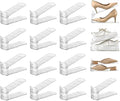 shoe slots organizer, Clear Shoe Stacker, Adjustable Level Shoe Rack,Storage Space Saver for Sneakers Display (Transparent, 16Pack)